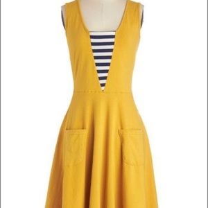 Effie’s Heart Modcloth yellow navy white dress